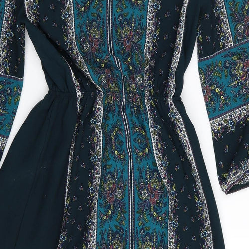 Monteau Womens Green Geometric  Fit & Flare  Size S