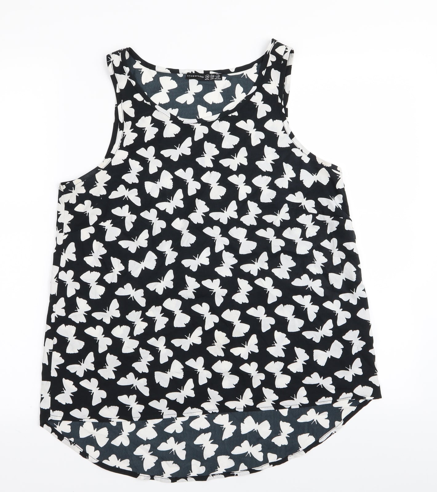 Primark Womens Black   Basic Tank Size 12  - BUTTERFLIES