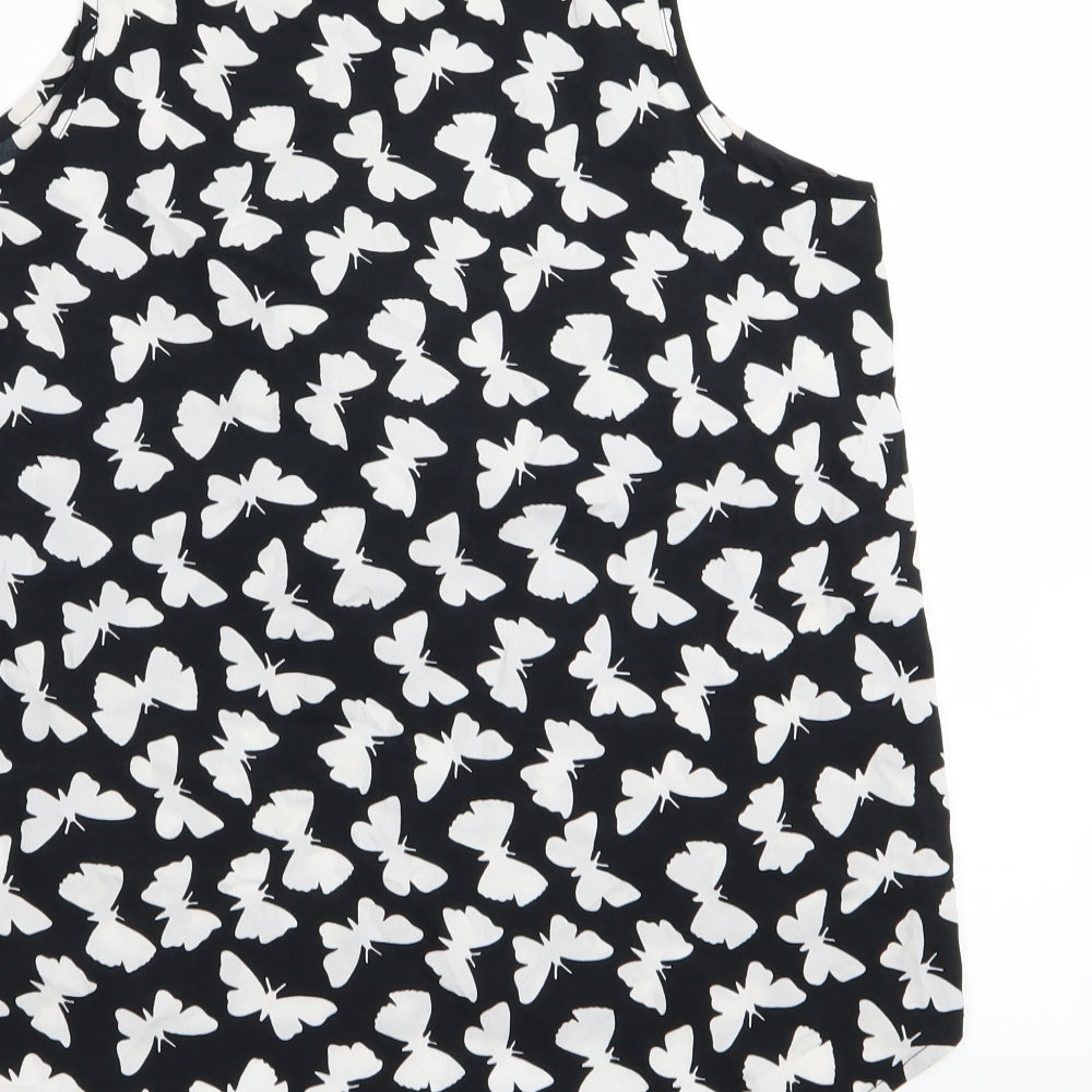 Primark Womens Black   Basic Tank Size 12  - BUTTERFLIES