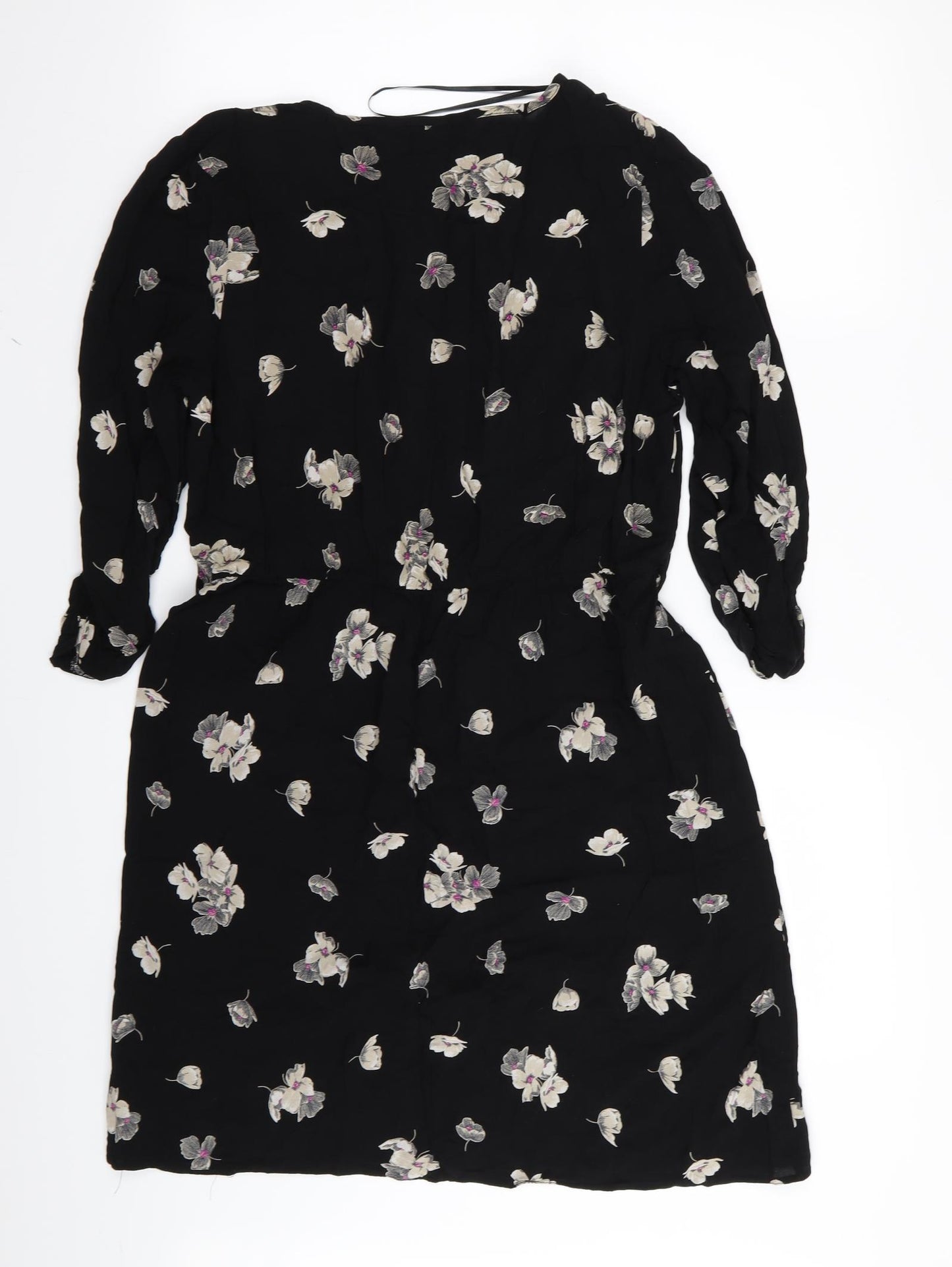 F&F Womens Black Floral  Fit & Flare  Size 16
