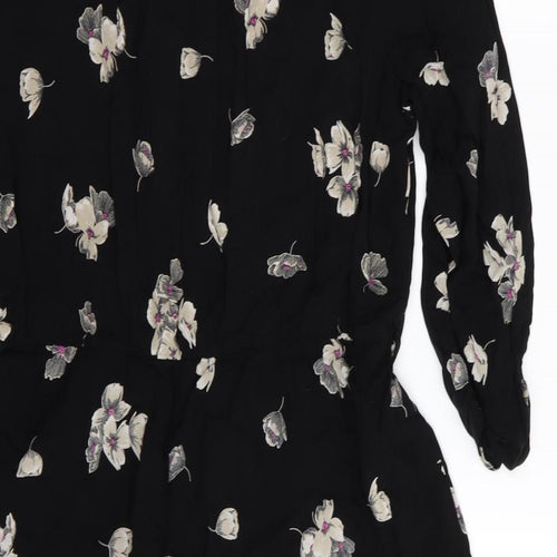 F&F Womens Black Floral  Fit & Flare  Size 16