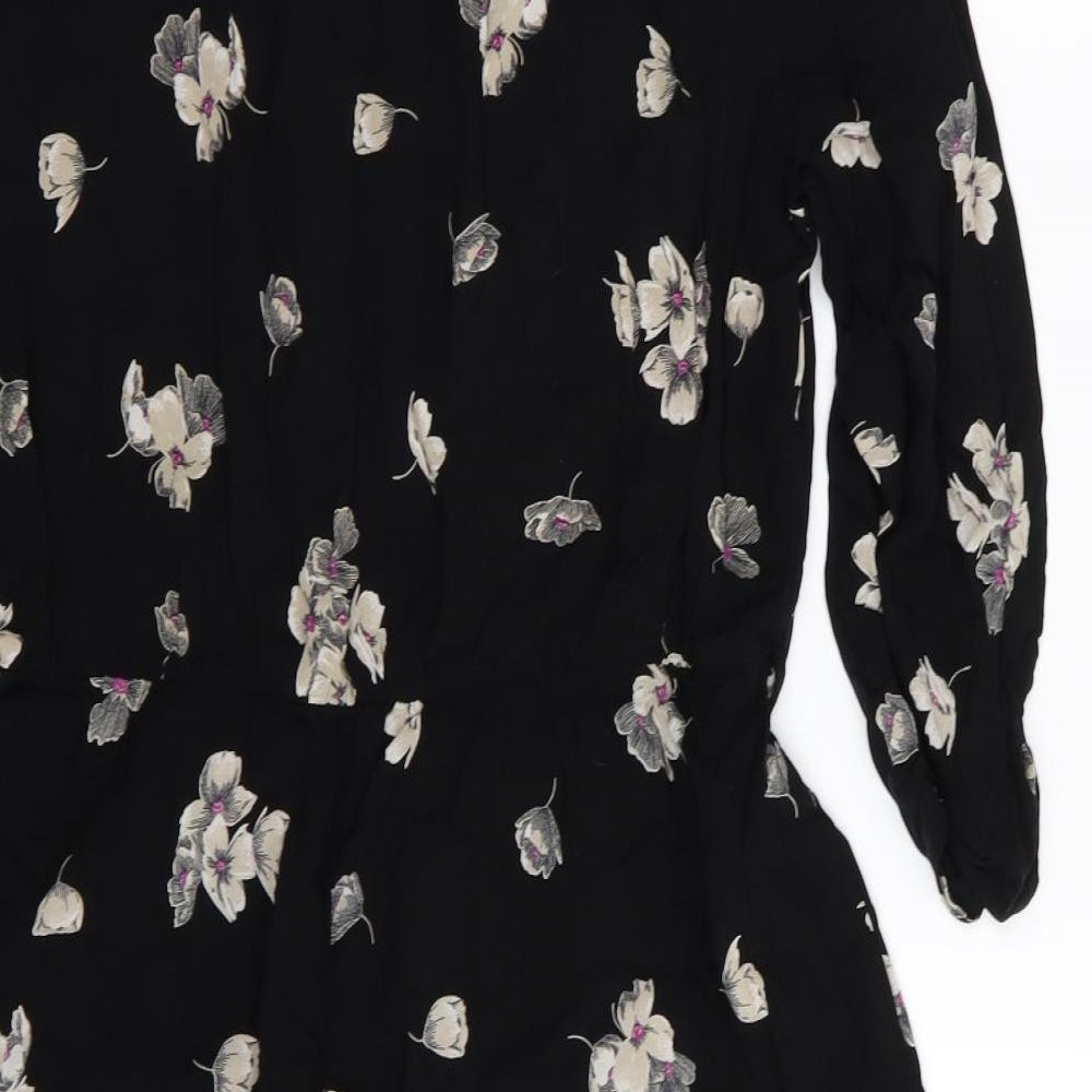 F&F Womens Black Floral  Fit & Flare  Size 16