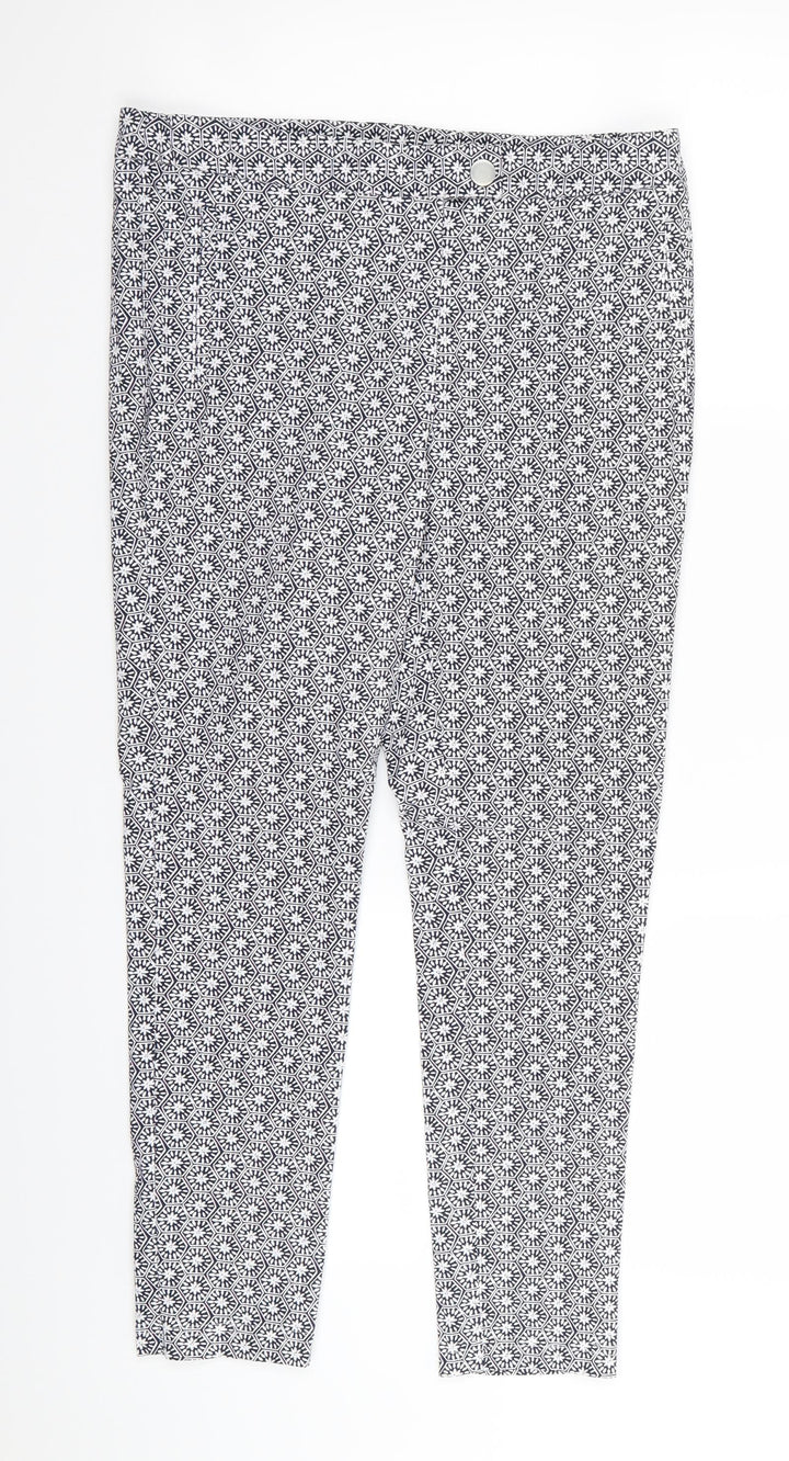 Dorothy Perkins Womens Blue Geometric Trousers Size 10 L26 in