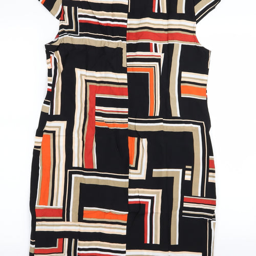 Wallis Womens Black Geometric  A-Line  Size 10