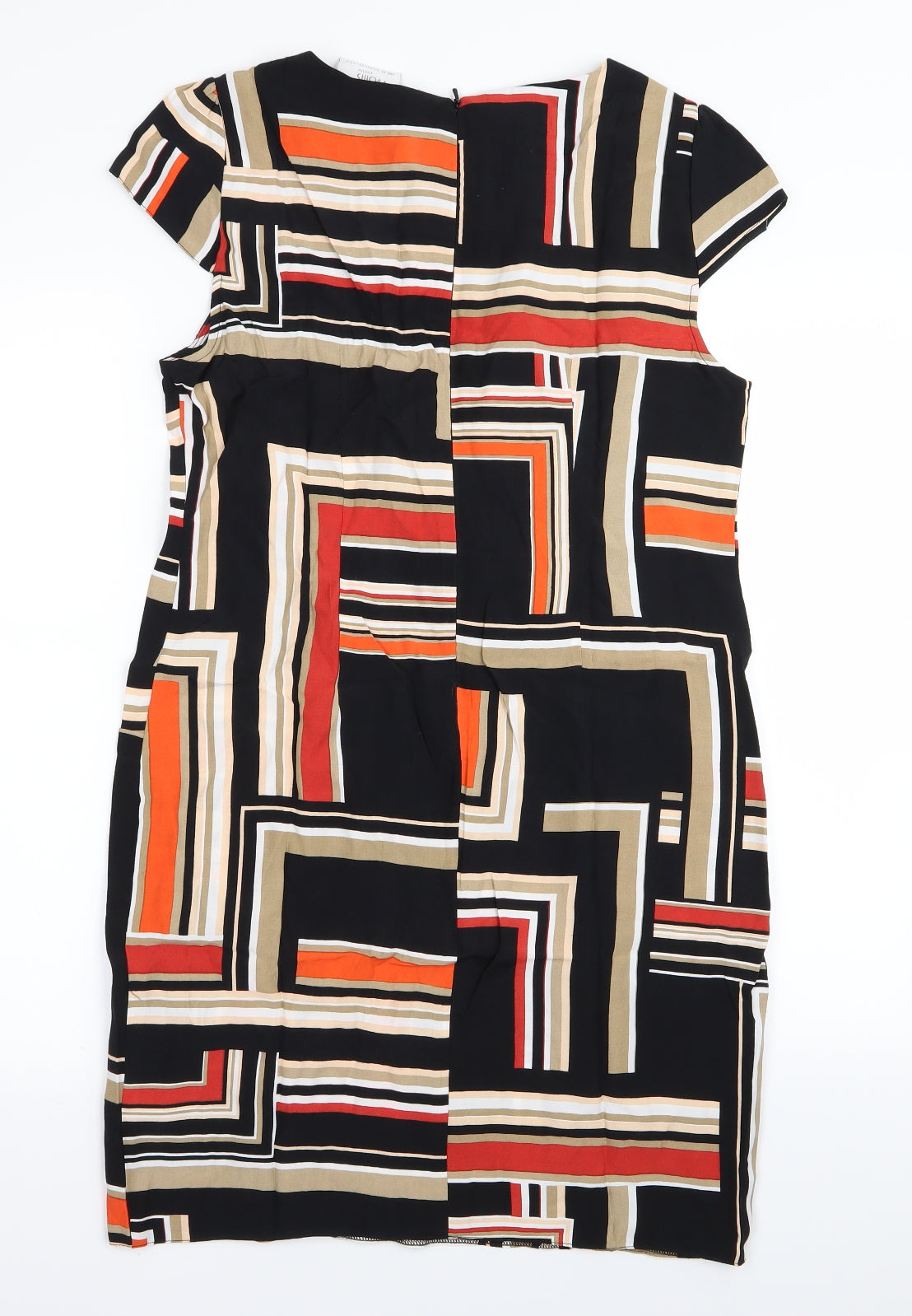 Wallis Womens Black Geometric  A-Line  Size 10