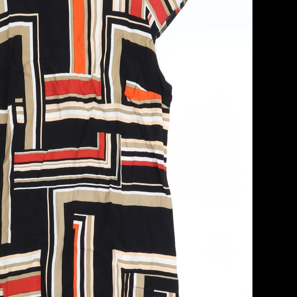 Wallis Womens Black Geometric  A-Line  Size 10