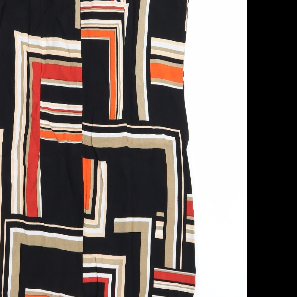 Wallis Womens Black Geometric  A-Line  Size 10