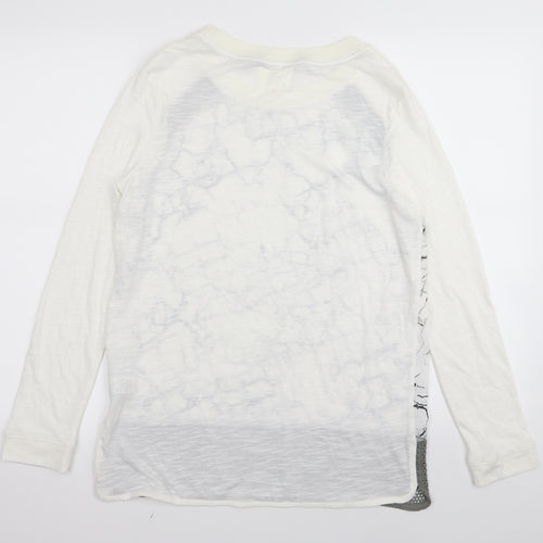 NEXT Womens White Geometric  Basic T-Shirt Size 10