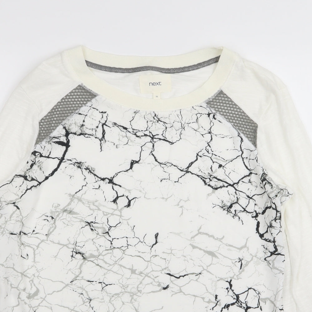 NEXT Womens White Geometric  Basic T-Shirt Size 10