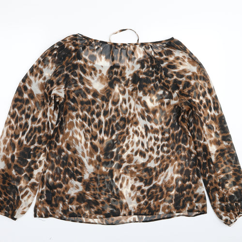 F&F Womens Brown Animal Print  Basic Blouse Size 14
