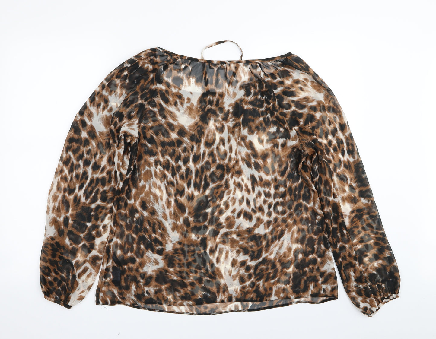 F&F Womens Brown Animal Print  Basic Blouse Size 14