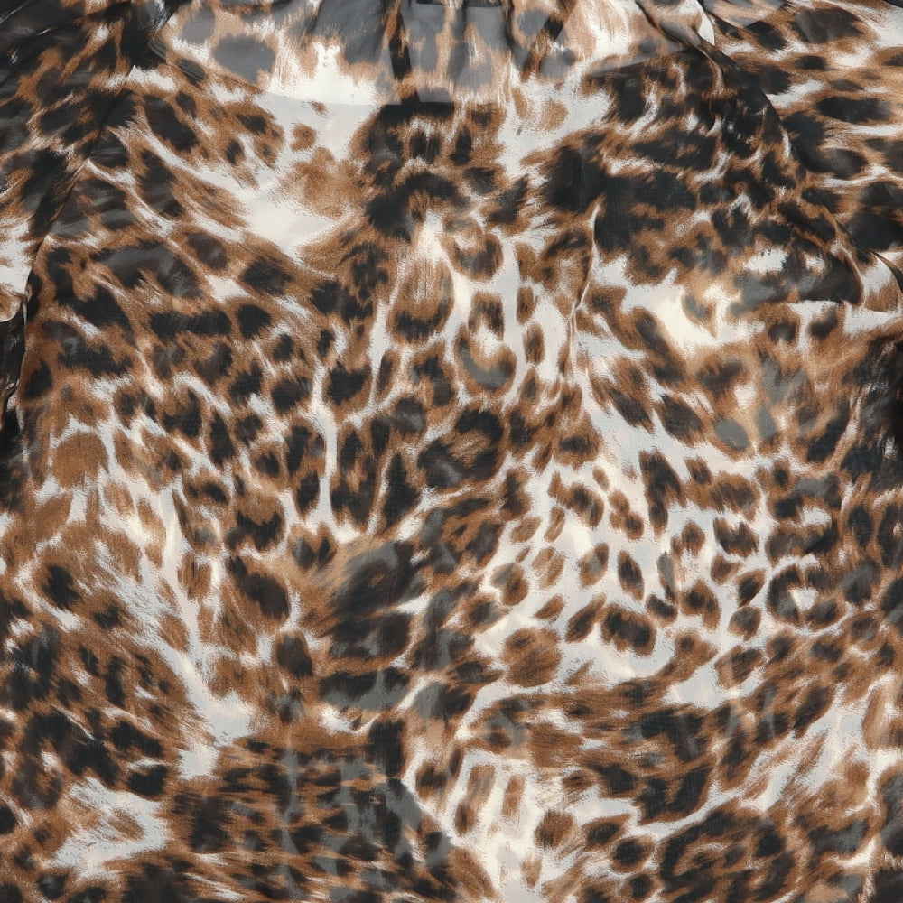F&F Womens Brown Animal Print  Basic Blouse Size 14
