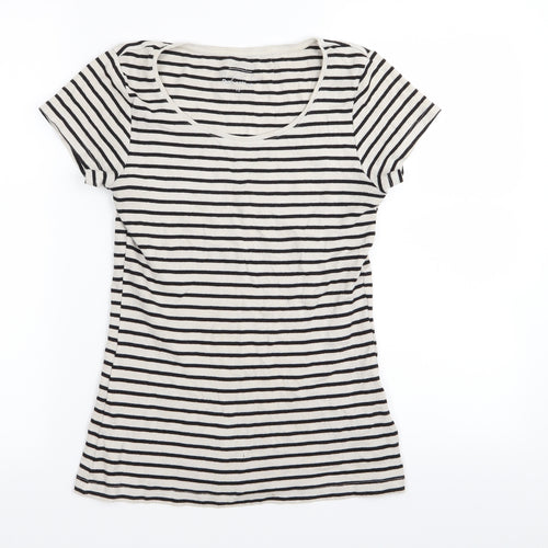 Papaya Womens White Striped  Basic T-Shirt Size 12