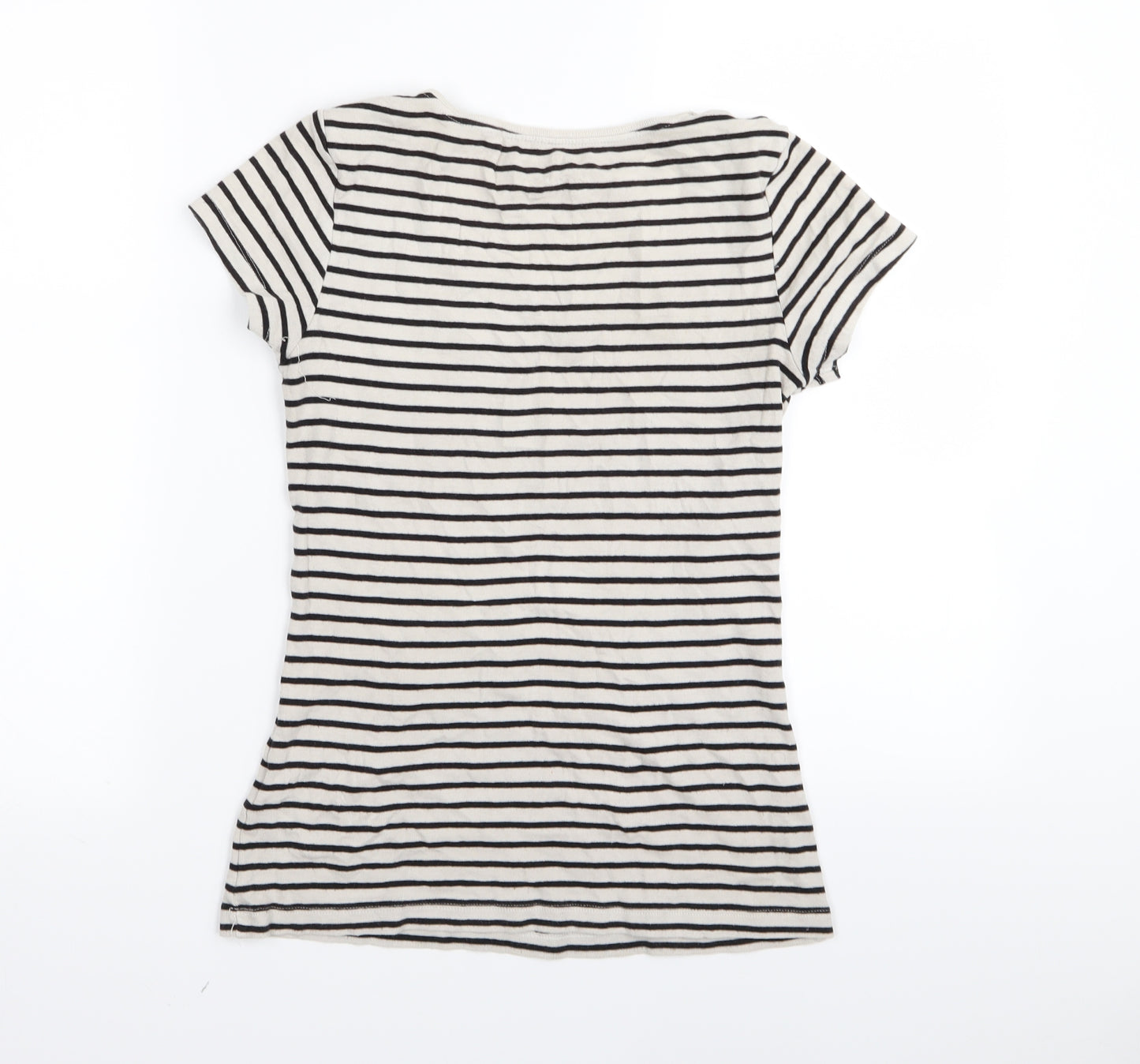 Papaya Womens White Striped  Basic T-Shirt Size 12