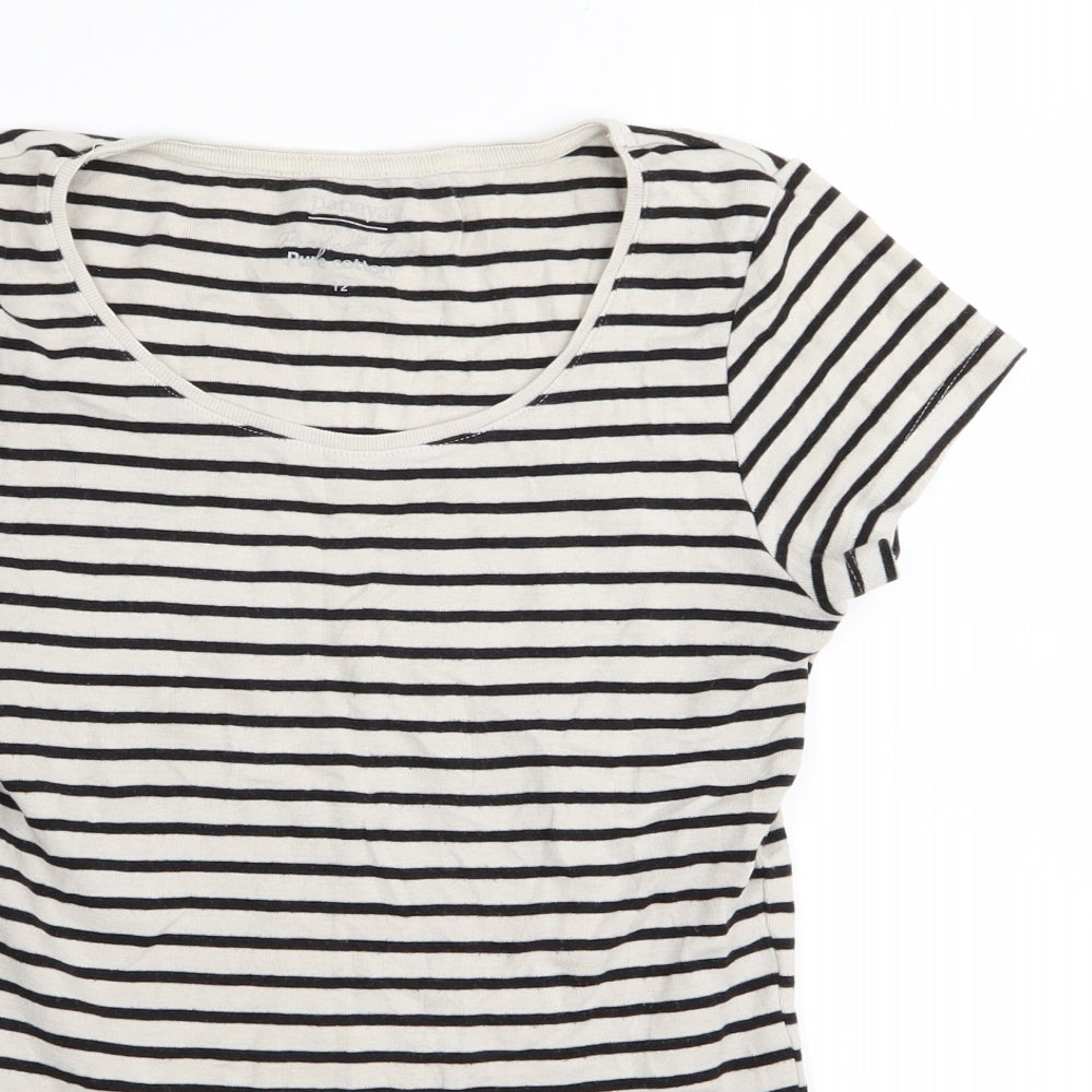 Papaya Womens White Striped  Basic T-Shirt Size 12