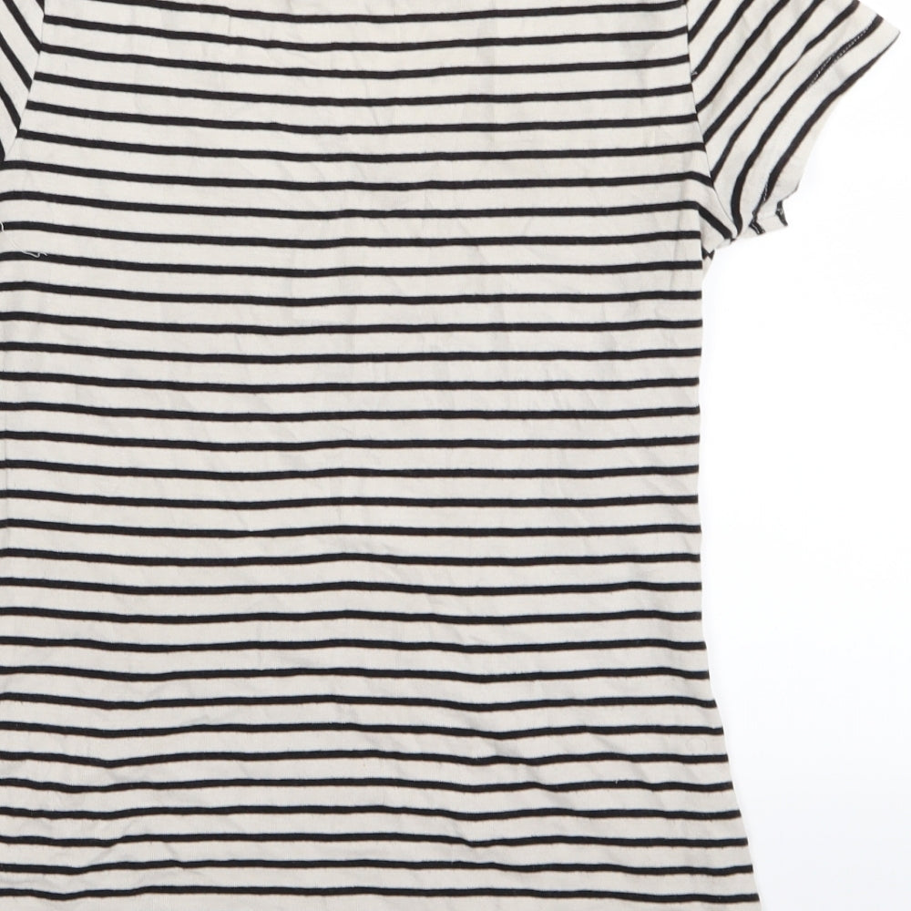 Papaya Womens White Striped  Basic T-Shirt Size 12