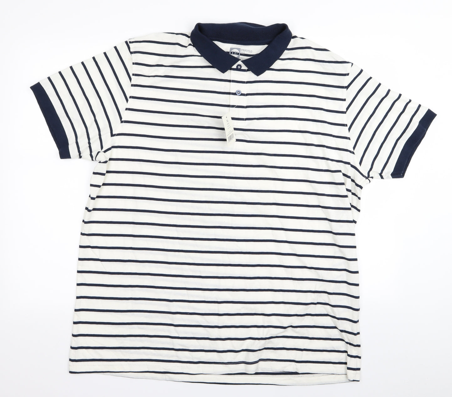 Cedar Wood State Mens White Striped   Polo Size 2XL