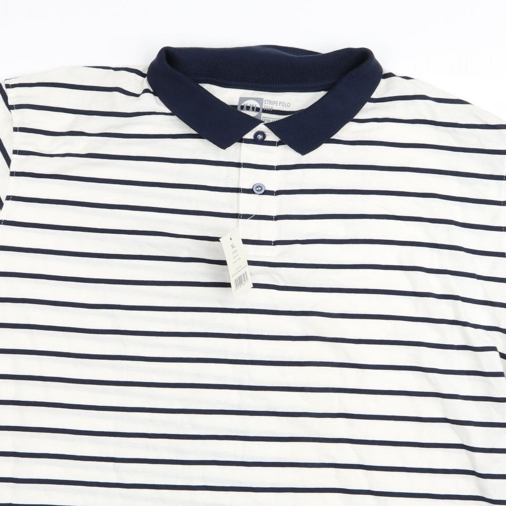 Cedar Wood State Mens White Striped   Polo Size 2XL