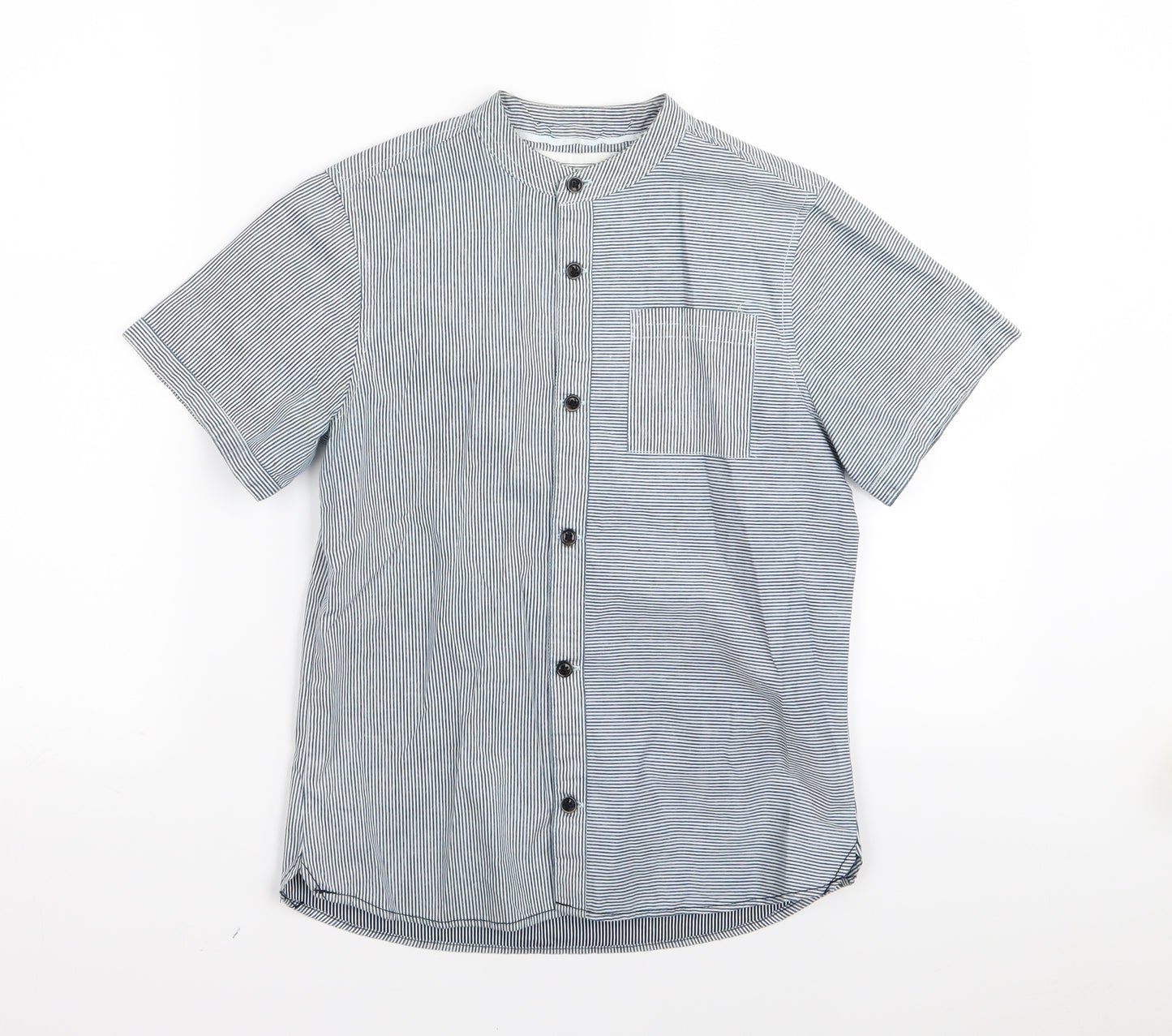 Undeniable Dudes Boys Blue Striped  Basic Button-Up Size 9 Years