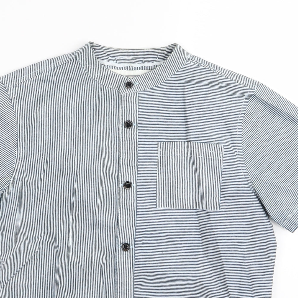 Undeniable Dudes Boys Blue Striped  Basic Button-Up Size 9 Years