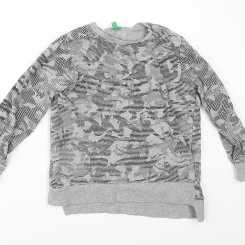 United Colors of Benetton Boys Grey Geometric  Pullover Sweatshirt Size 7 Years