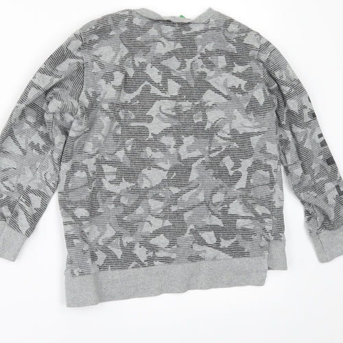 United Colors of Benetton Boys Grey Geometric  Pullover Sweatshirt Size 7 Years