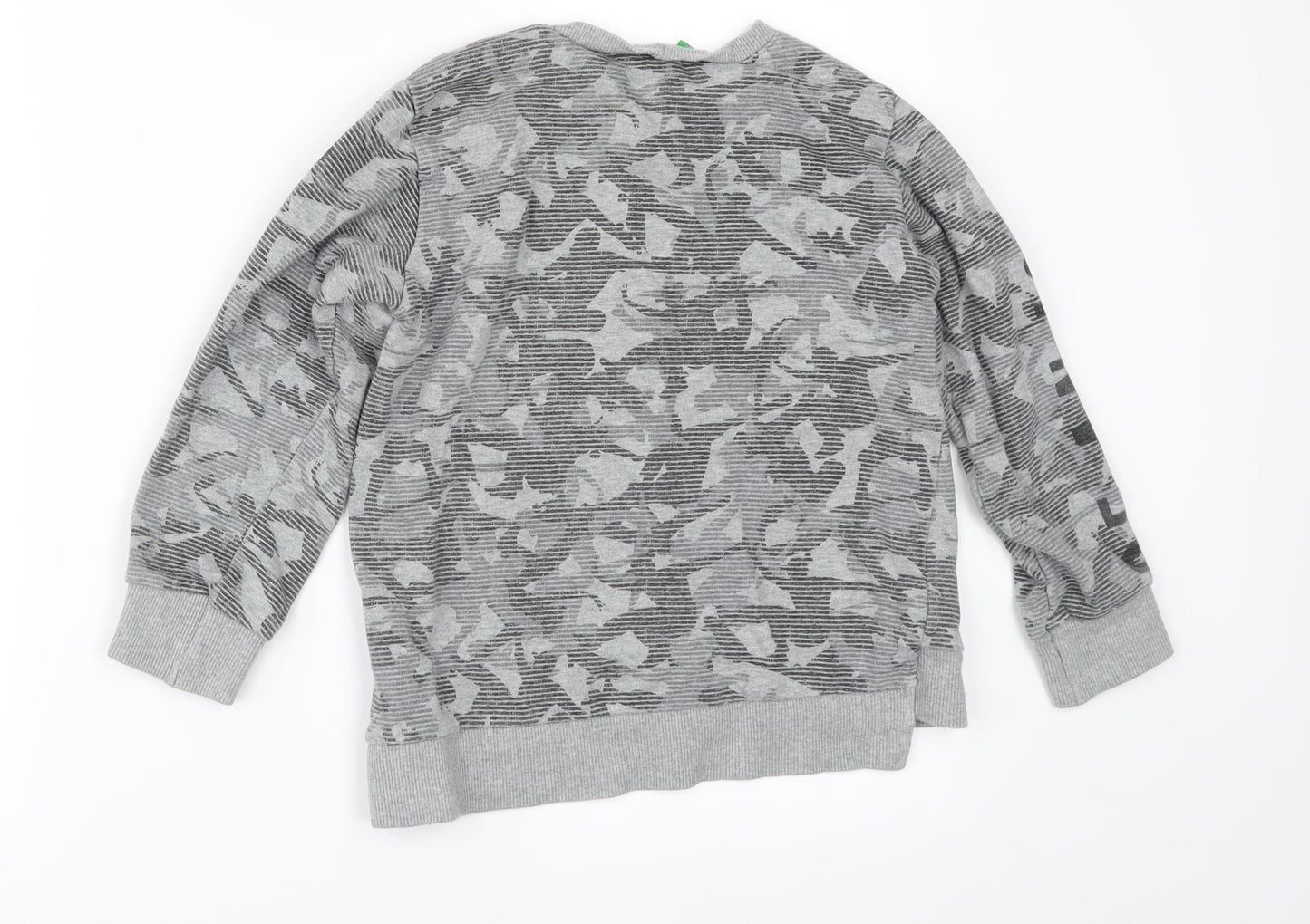 United Colors of Benetton Boys Grey Geometric  Pullover Sweatshirt Size 7 Years