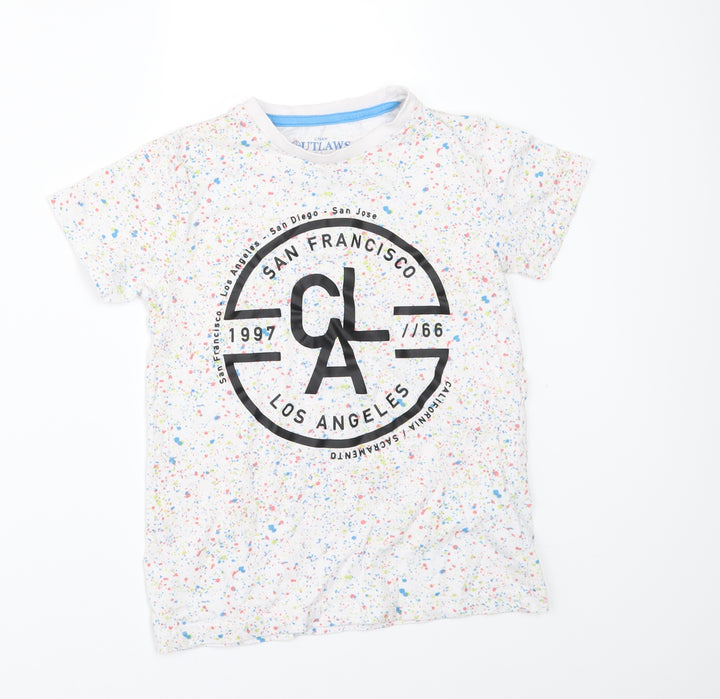 Urban Outlaws Boys White Polka Dot Basic T-Shirt Size 7-8 Years - San Francisco