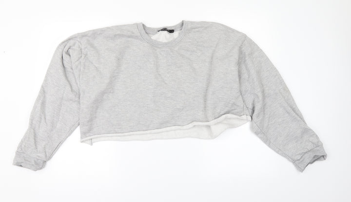 Nasty Gal Womens Grey Pullover Sweatshirt Size L - CROPPED