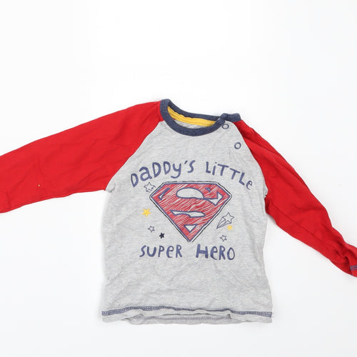 George Baby Grey   Basic T-Shirt Size 6-9 Months  - DADDYS LITLLE SUOER HERO