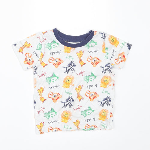 George Boys White Geometric  Basic T-Shirt Size 6-9 Months  - ANIMALS