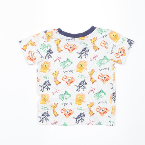 George Boys White Geometric  Basic T-Shirt Size 6-9 Months  - ANIMALS