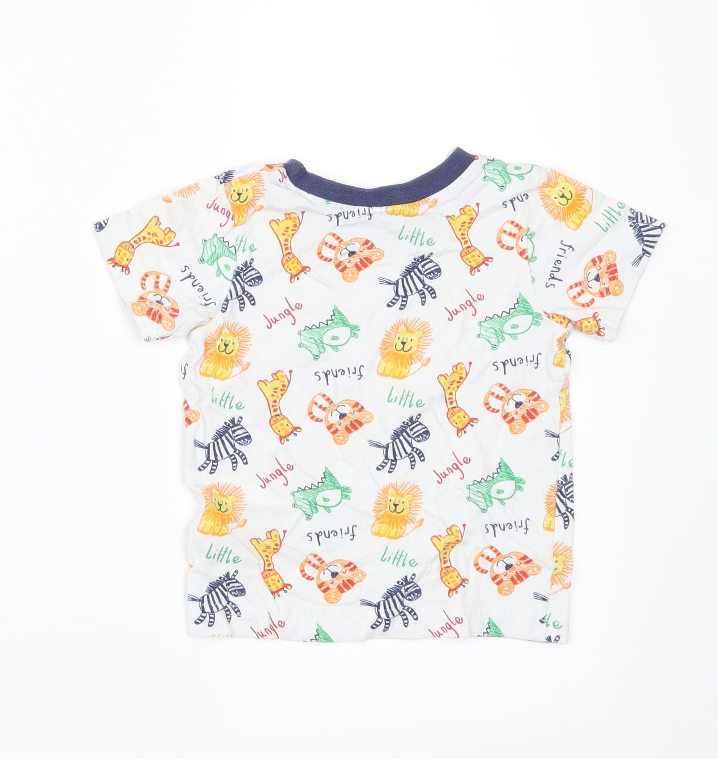 George Boys White Geometric  Basic T-Shirt Size 6-9 Months  - ANIMALS