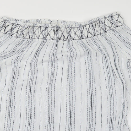 New Look Womens White Striped  Ringer Blouse Size M