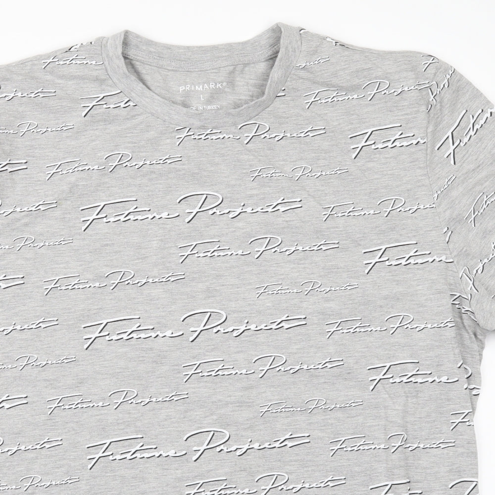 Primark Mens Grey    T-Shirt Size L