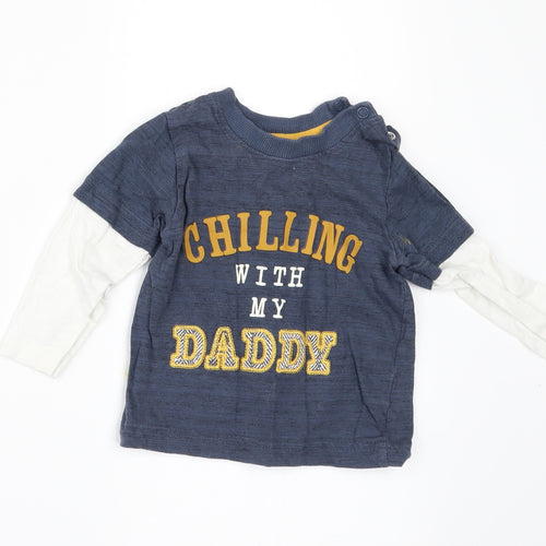 Nutmeg Boys Blue   Basic T-Shirt Size 6-9 Months  - CHILLING WITH MY DADDY