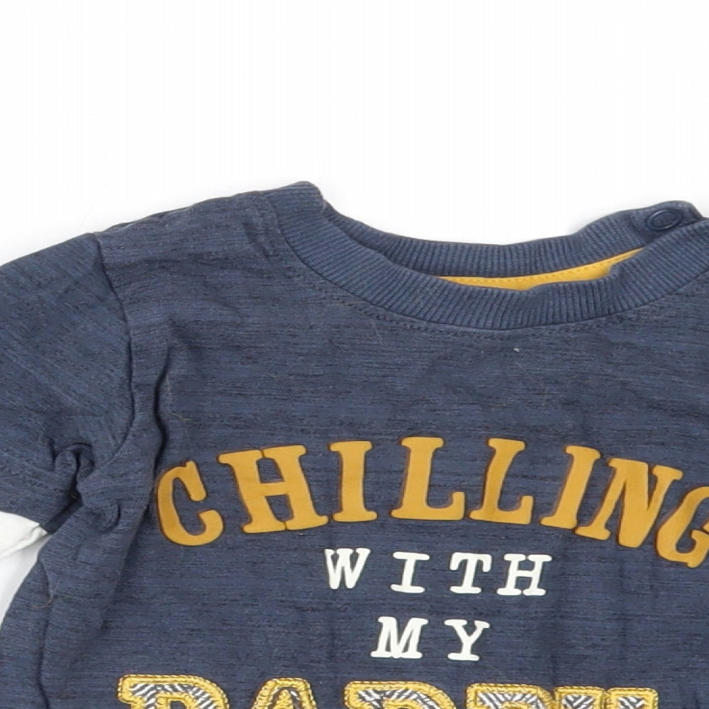 Nutmeg Boys Blue   Basic T-Shirt Size 6-9 Months  - CHILLING WITH MY DADDY