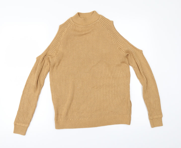H&M Womens Beige Pullover Jumper Size XS - COLD SHOULDER