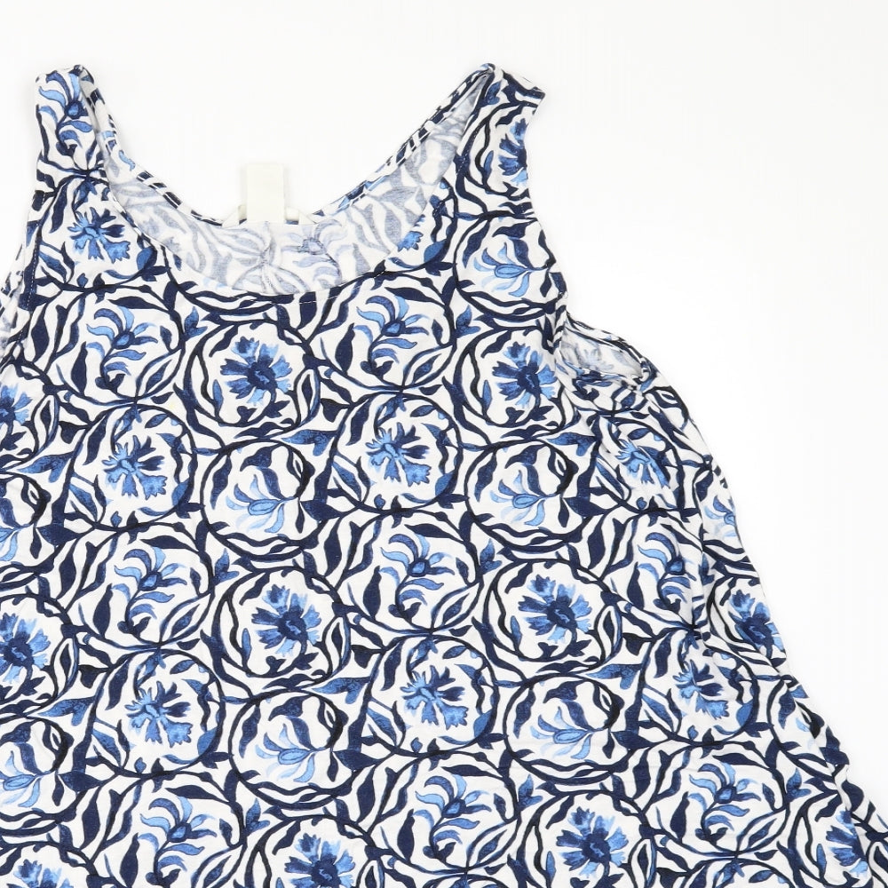 H&M Womens White Floral  Tunic T-Shirt Size M