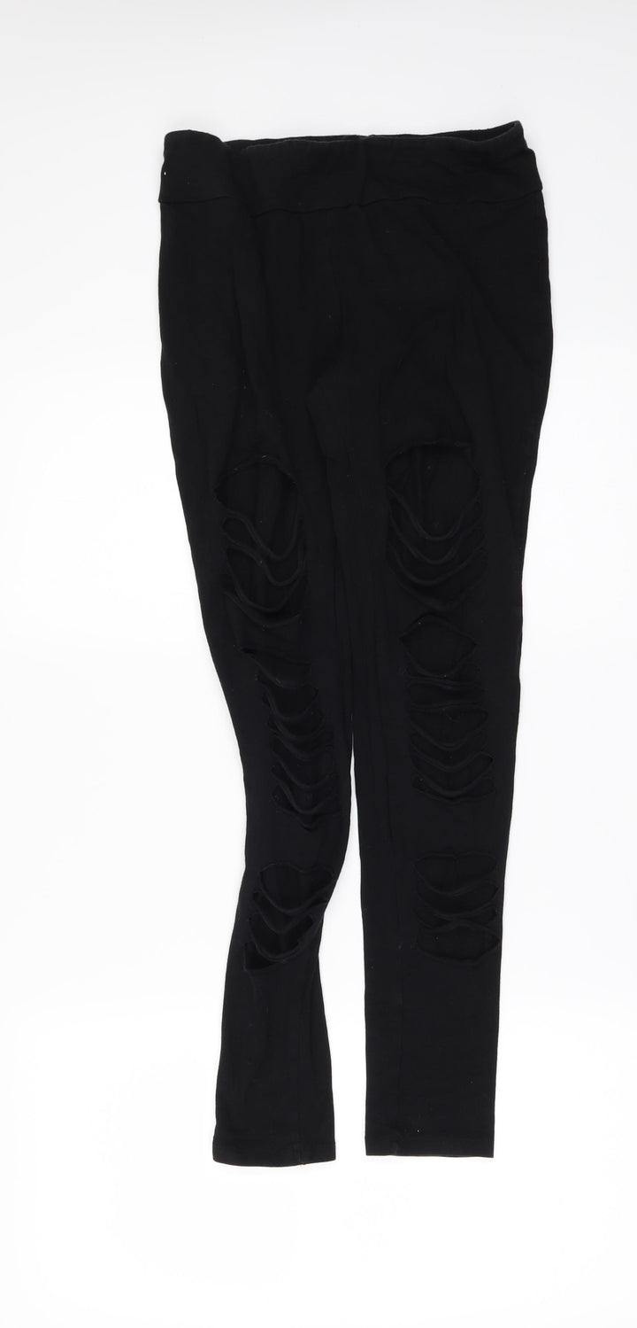Select Womens Black Cargo Leggings Size 8 L29 in - cut out legs
