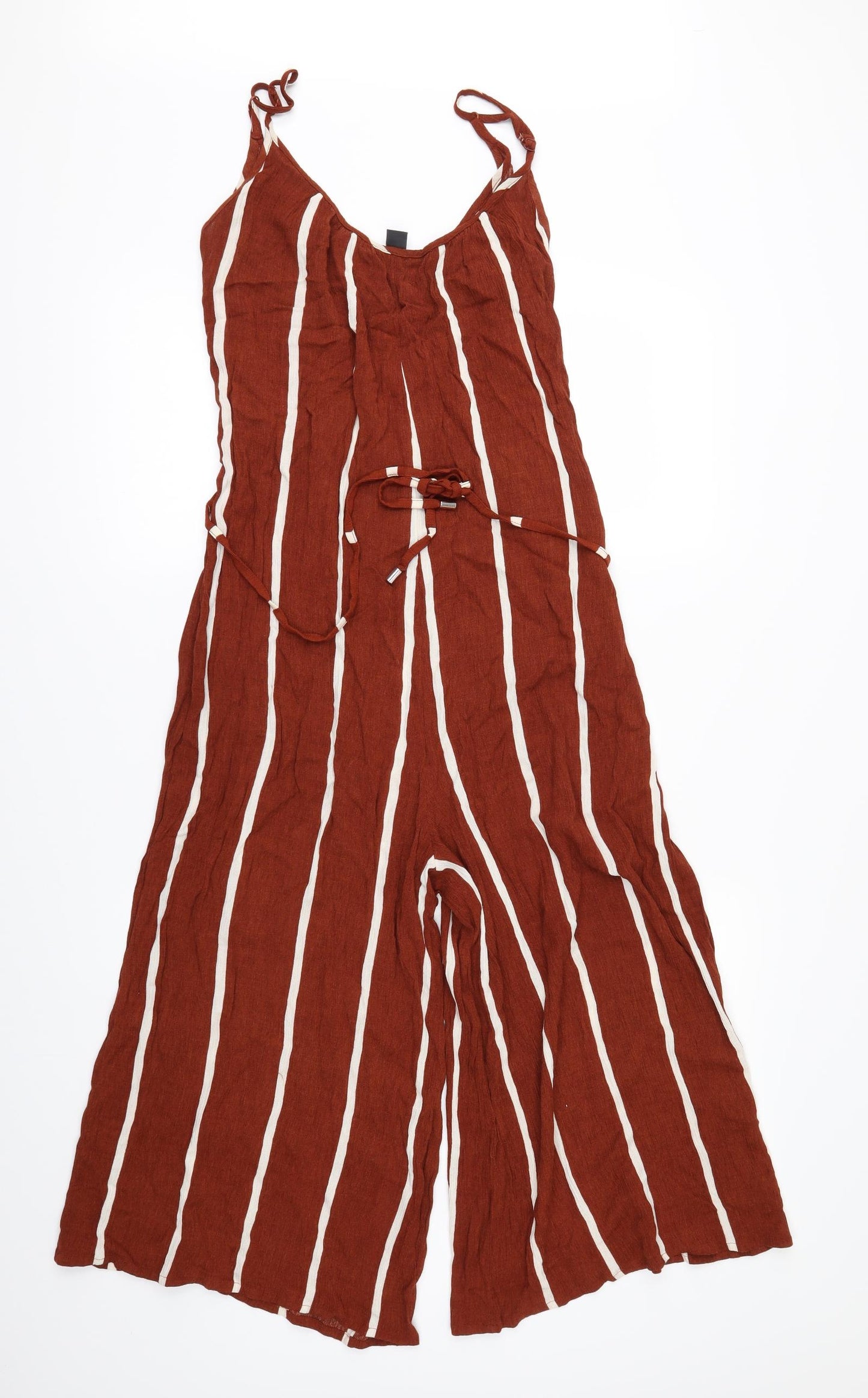 Primark Womens Brown Striped  Jumpsuit One-Piece Size 10