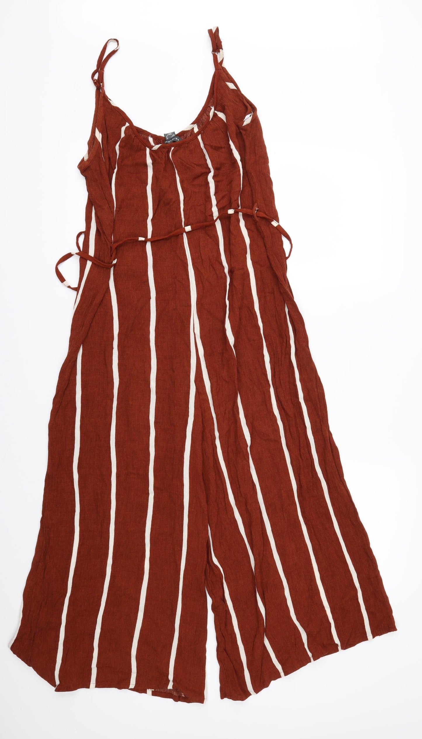Primark Womens Brown Striped  Jumpsuit One-Piece Size 10