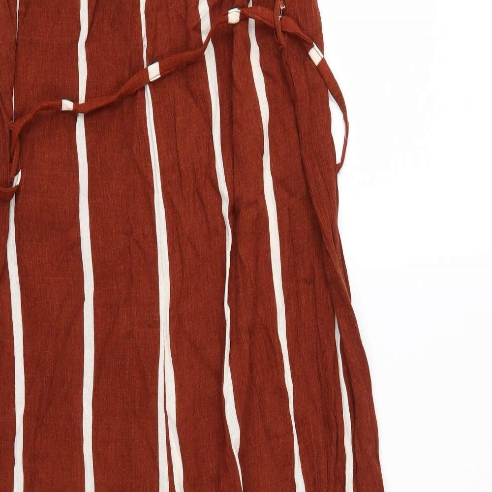 Primark Womens Brown Striped  Jumpsuit One-Piece Size 10