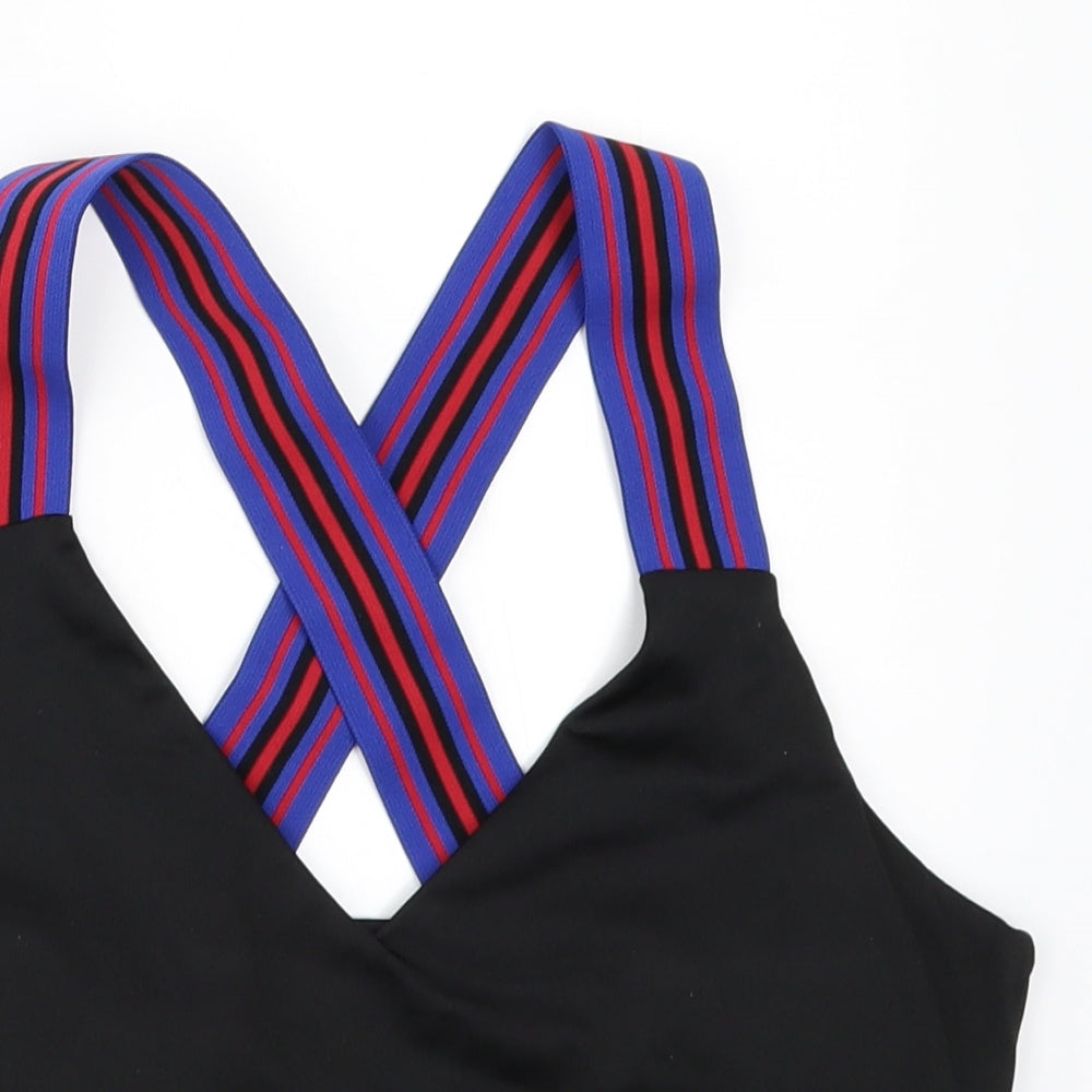 WORKOUT Womens Black   Cropped T-Shirt Size M