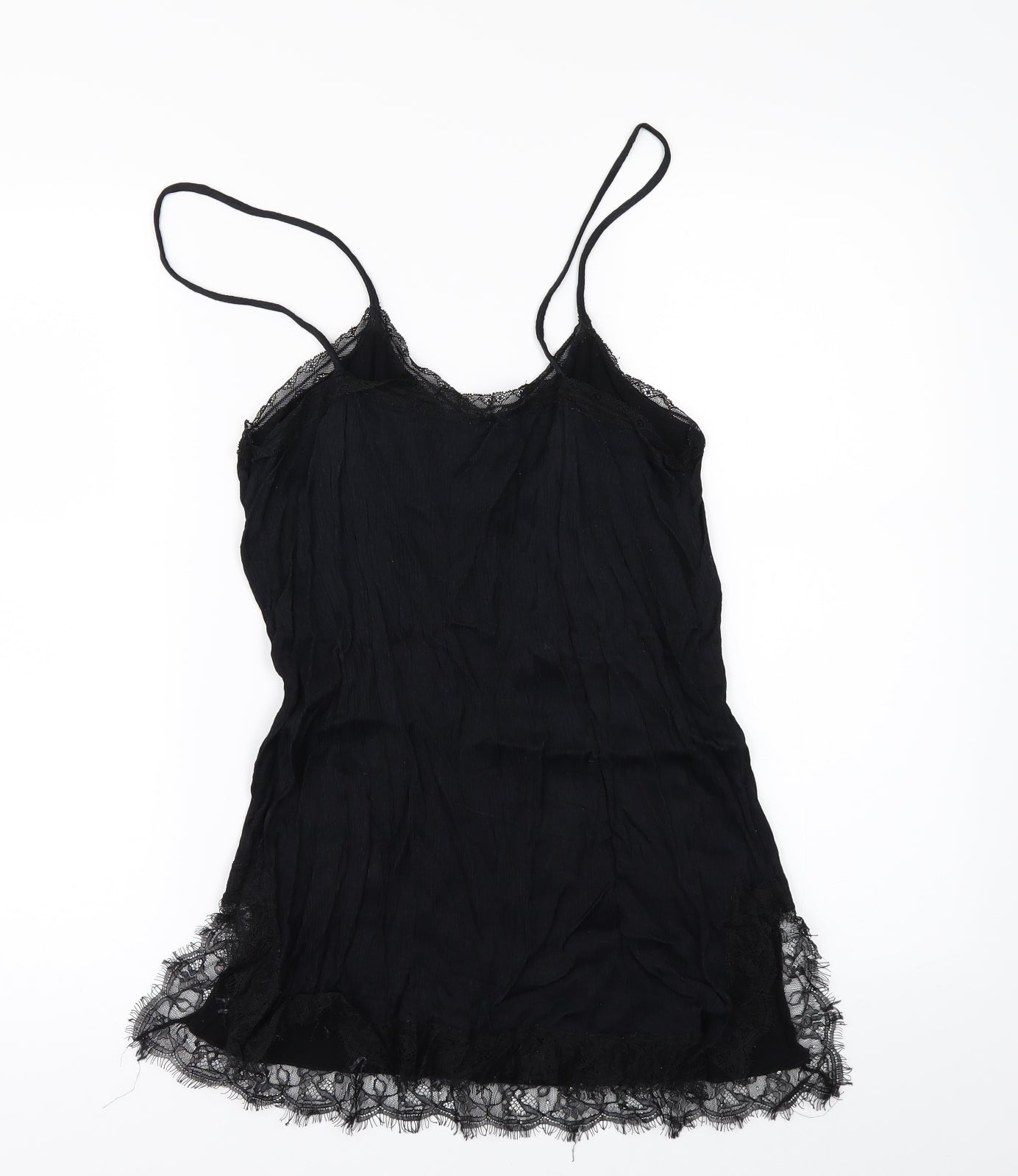 Zara Womens Black   Camisole Blouse Size L  - lace edge
