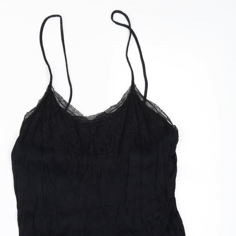 Zara Womens Black   Camisole Blouse Size L  - lace edge