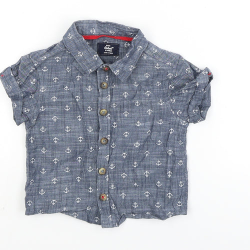 Mini Rebel Baby Blue   Basic Button-Up Size 9-12 Months  - anchors