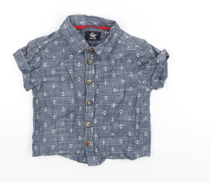 Mini Rebel Baby Blue Basic Button-Up Size 9-12 Months - anchors