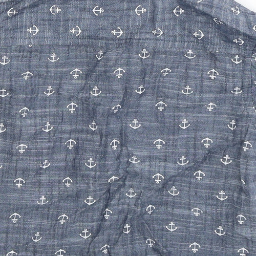 Mini Rebel Baby Blue   Basic Button-Up Size 9-12 Months  - anchors