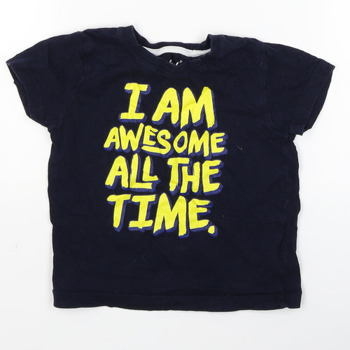 Rebel Boys Blue   Basic T-Shirt Size 2-3 Years  - i am awesome all the time